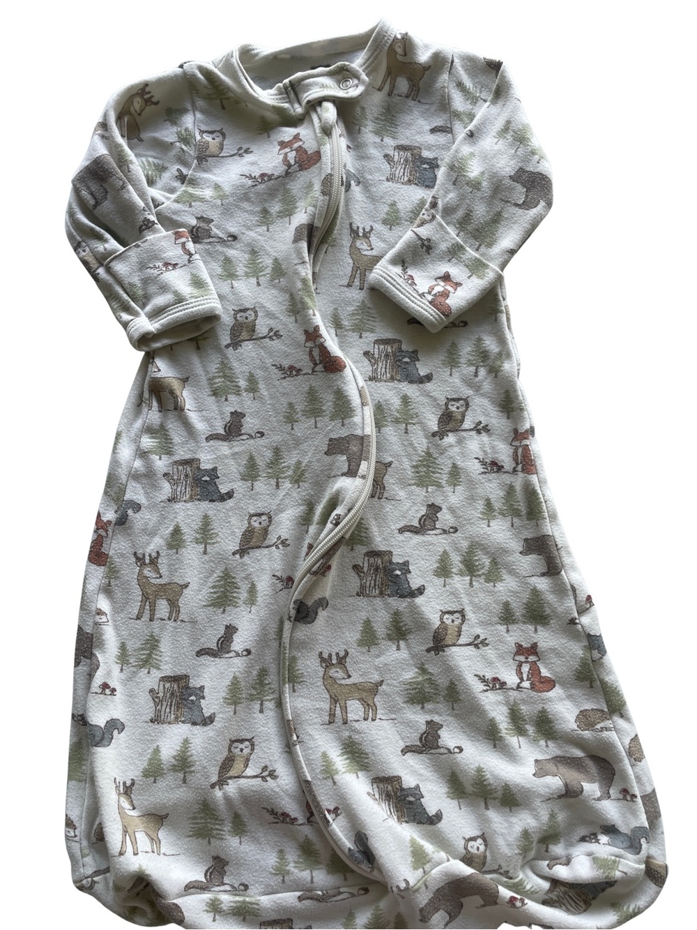 Cream Forest Animal Sleep Sack for Toddlers - Soft Woodland Print
